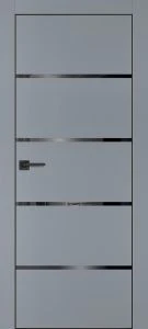 Межкомнатная дверь PX-17 черная кромка с 4-х ст. Серый матовый