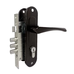 Замок врезной цилиндровый с защёлкой в комплекте с ручкой ЗВ4-60/07 (медь антик), 4 кл.