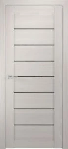 Межкомнатная дверь ЛУ-7 белёный дуб (стекло лакобель черный), 900x2000)