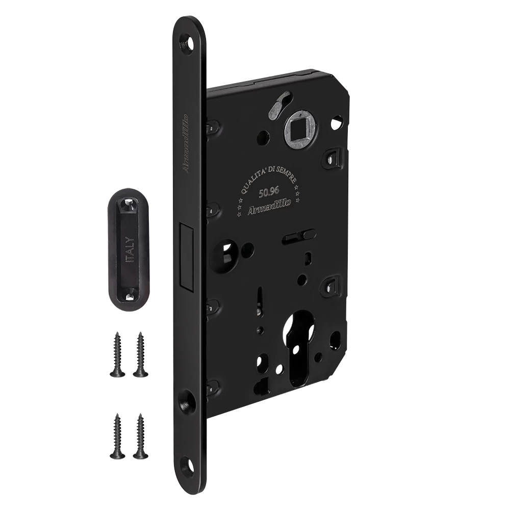 Фото Замок межкомнатный магнитный под цилиндр с ответной планкой GRAVITY G02.196.50.85 BL черный