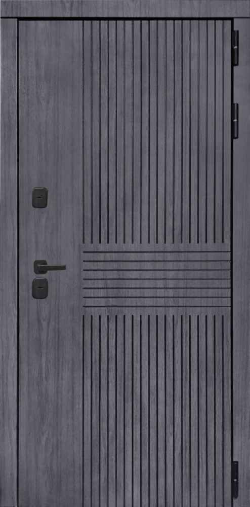 Входная дверь ДвериПРО Берген Алиса (16мм, ПВХ софт грей, зеркало) DPRO196440 внешняя сторона