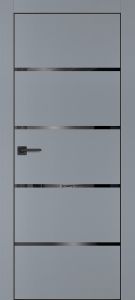 Межкомнатная дверь PX-17 черная кромка с 4-х ст. Серый матовый
