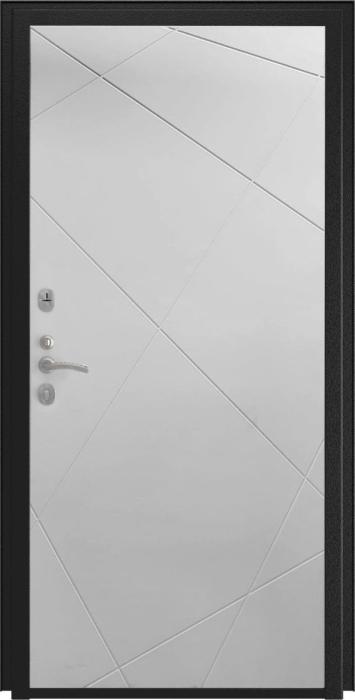 Входная дверь Модель L-46 ФЛ-291 (Line, 10мм, белый софт) внутренняя сторона
